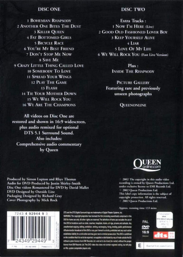 Queen : Greatest Video Hits 1 (DVD-V, Comp, Multichannel, PAL, 5.1 + DVD-V, Comp,)