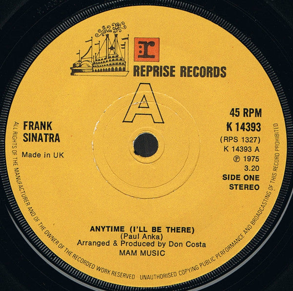 Frank Sinatra : Anytime (I'll Be There) (7")