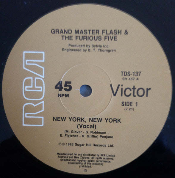 Grandmaster Flash & The Furious Five : New York, New York (12", Single)