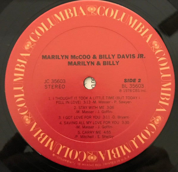 Marilyn McCoo & Billy Davis Jr. : Marilyn & Billy (LP, Album, Ter)