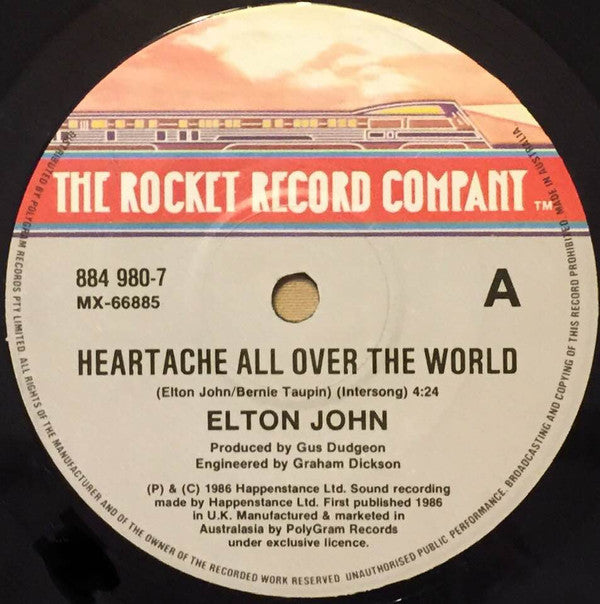 Elton John : Heartache All Over The World (7&quot;, Single)