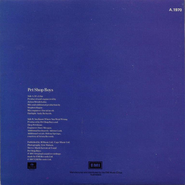 Pet Shop Boys : It's A Sin (7", Single)