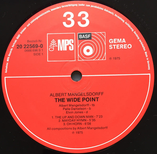 Albert Mangelsdorff, Elvin Jones, Palle Danielsson : The Wide Point (LP, Album)