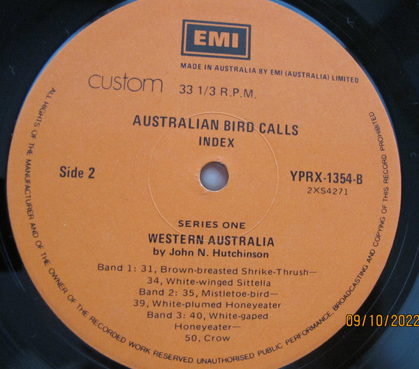 John N. Hutchinson : Australian Bird Calls Index (LP)