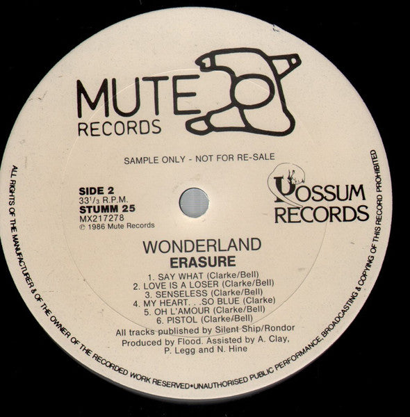 Erasure : Wonderland (LP, Album, Promo)