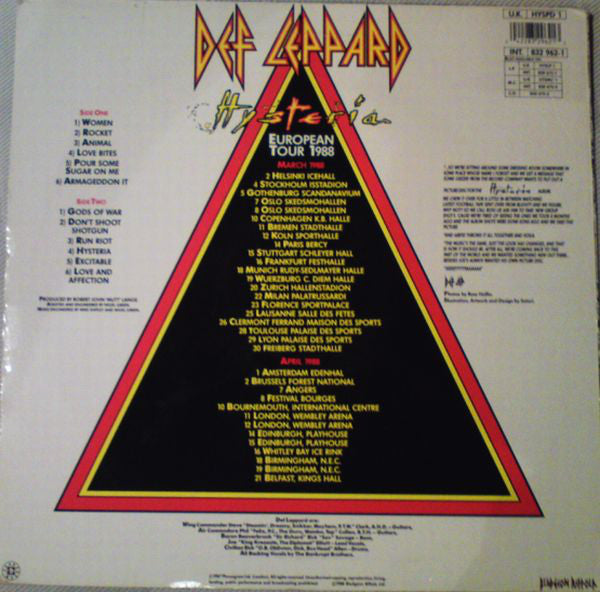 Def Leppard : Hysteria (LP, Album, Pic)
