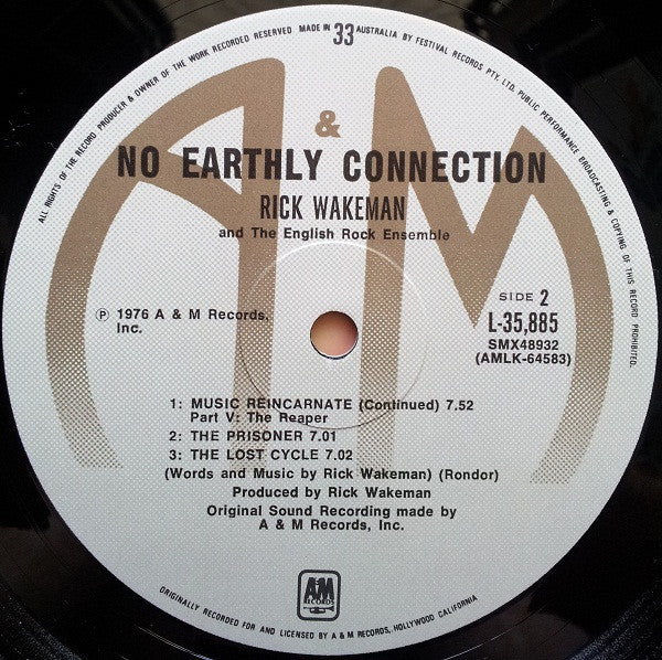 Rick Wakeman And The English Rock Ensemble : No Earthly Connection (LP, Album)