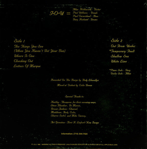 Allan Holdsworth : I.O.U. (LP, Album)