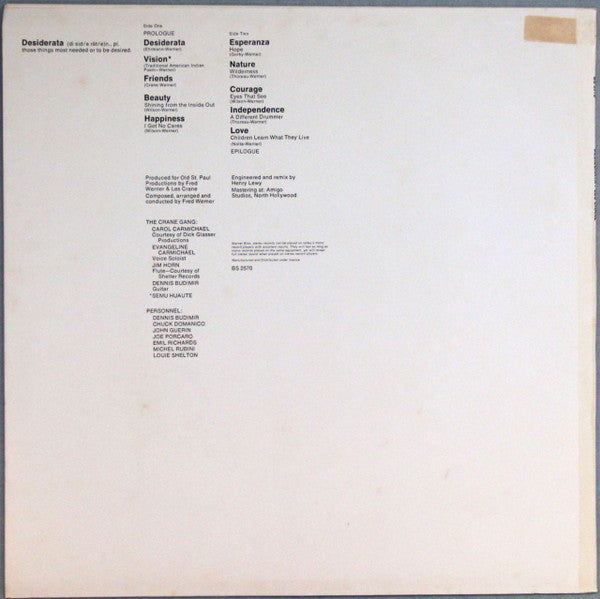 Les Crane : Desiderata (LP, Album, RP)