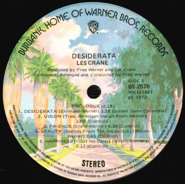 Les Crane : Desiderata (LP, Album, RP)