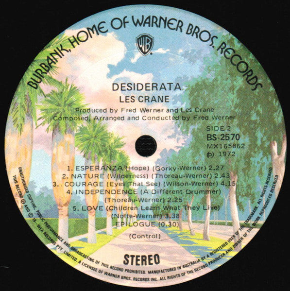 Les Crane : Desiderata (LP, Album, RP)