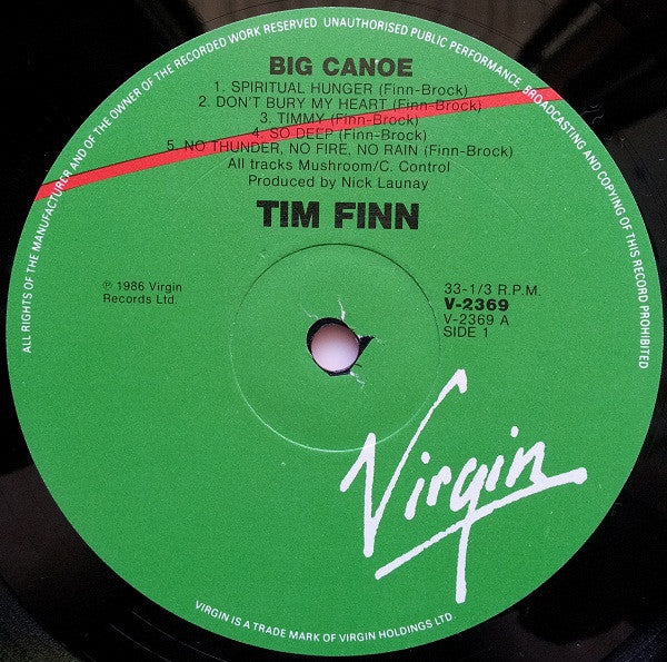 Tim Finn : Big Canoe (LP, Album)