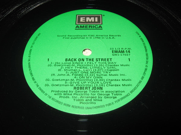 Robert John : Back On The Street  (LP, Album)