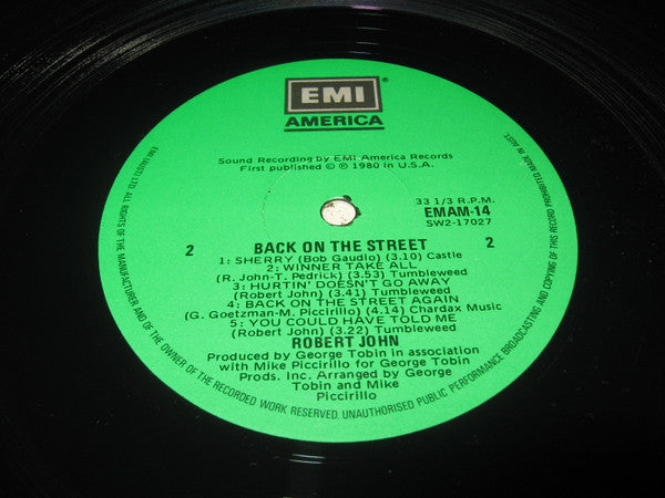Robert John : Back On The Street  (LP, Album)