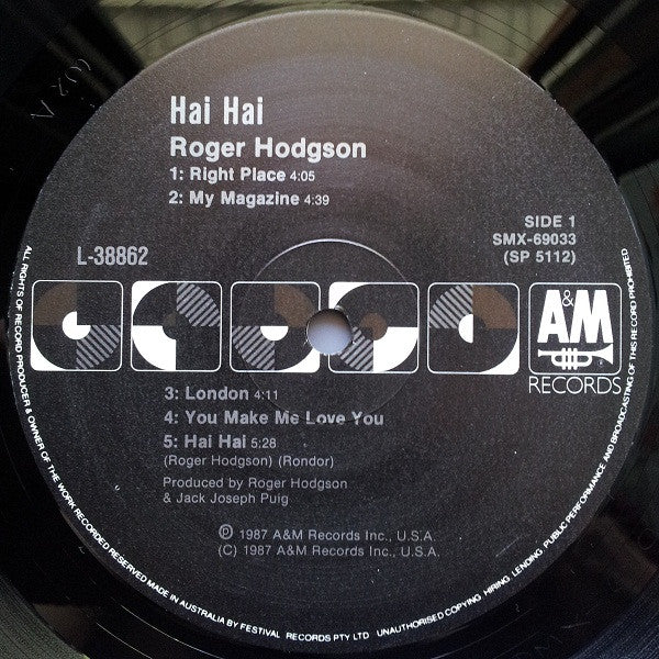 Roger Hodgson : Hai Hai (LP, Album)