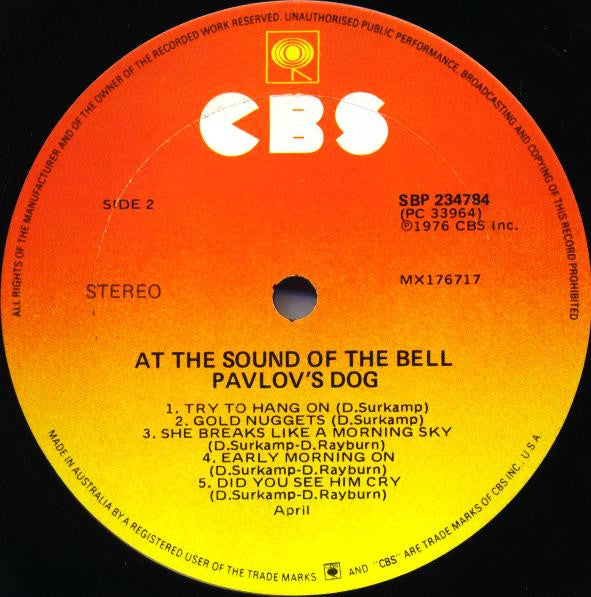 Pavlov's Dog : At The Sound Of The Bell (LP, Album, Gat)