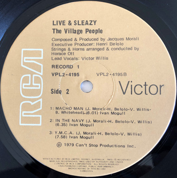 Village People : Live And Sleazy (2xLP, Album)