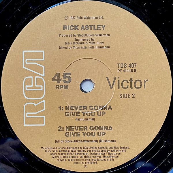 Rick Astley : Never Gonna Give You Up (12", Maxi, Gen)