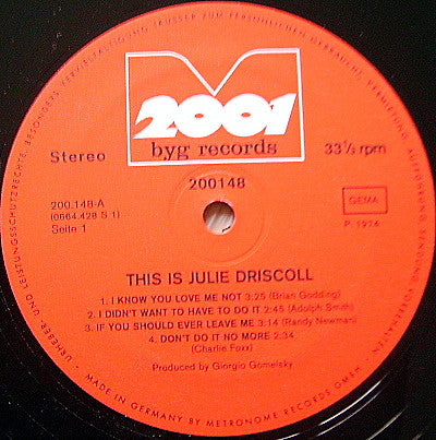 Julie Driscoll : This Is Julie Driscoll (LP, Comp)