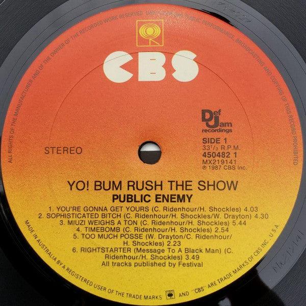 Public Enemy : Yo! Bum Rush The Show (LP, Album)