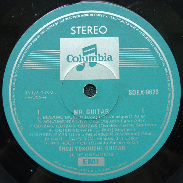 Shoji Yokouchi, Blue Dreamers : Mr. Guitar (LP, Album, RE, Gre)