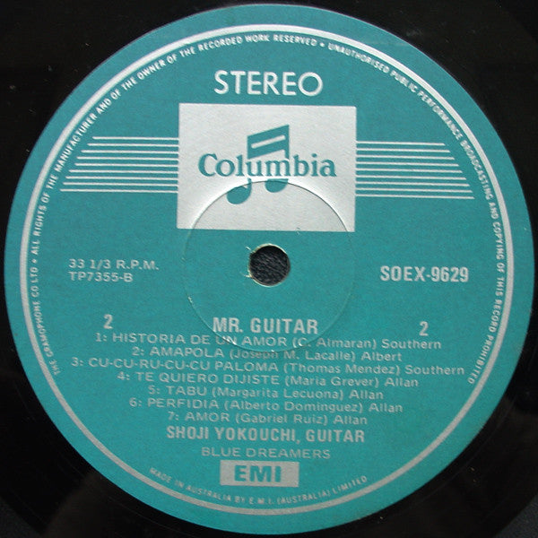 Shoji Yokouchi, Blue Dreamers : Mr. Guitar (LP, Album, RE, Gre)