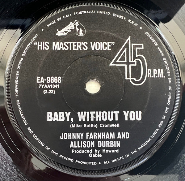 John Farnham and Allison Durbin : Baby, Without You (7&quot;, Single)