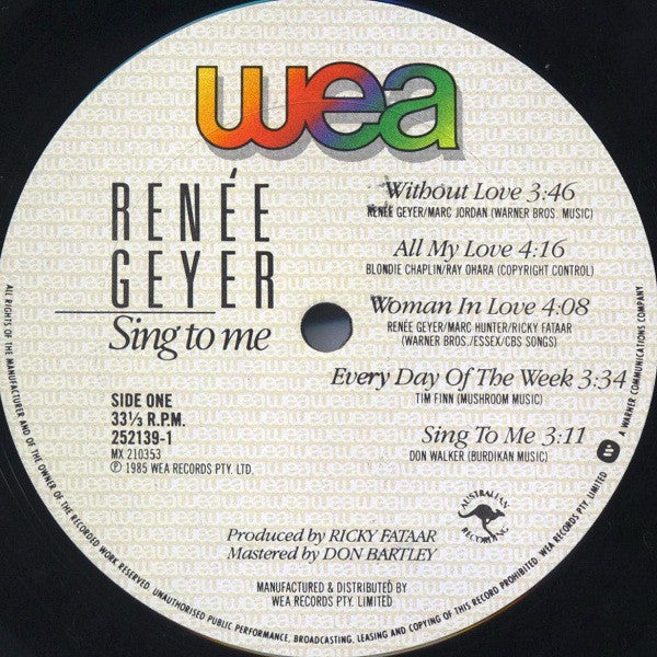 Renee Geyer : Sing To Me (LP, Album)