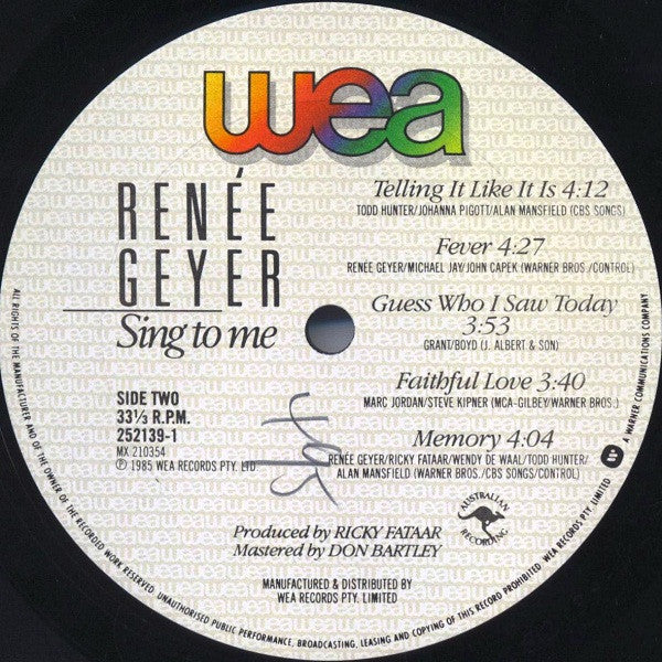 Renee Geyer : Sing To Me (LP, Album)