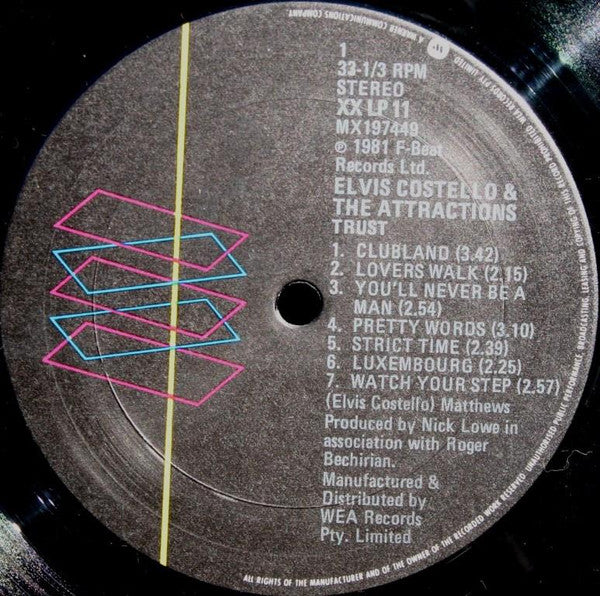 Elvis Costello & The Attractions : Trust (LP, Album)