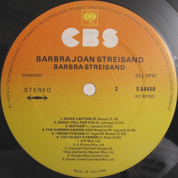 Barbra Streisand : Barbra Joan Streisand (LP, Album)