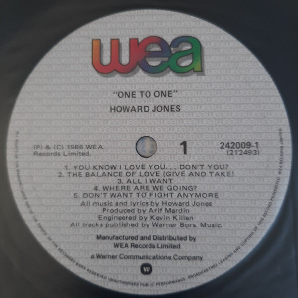 Howard Jones : One To One (LP, Album)