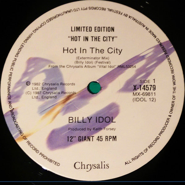 Billy Idol : Hot In The City (12", Single, Ltd, RE)