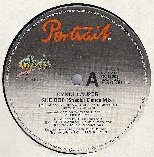 Cyndi Lauper : She Bop (12", Single)