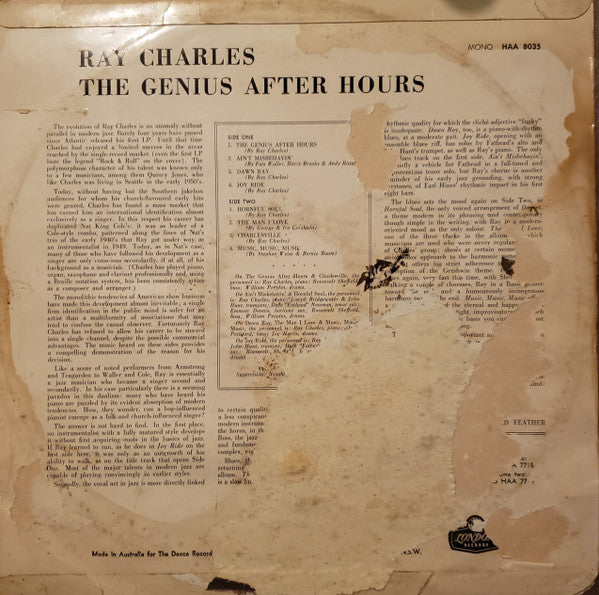 Ray Charles : The Genius After Hours (LP, Album, Mono)