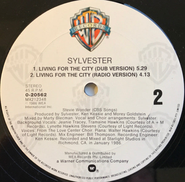 Sylvester : Living For The City (Dance Version) (12", Single)