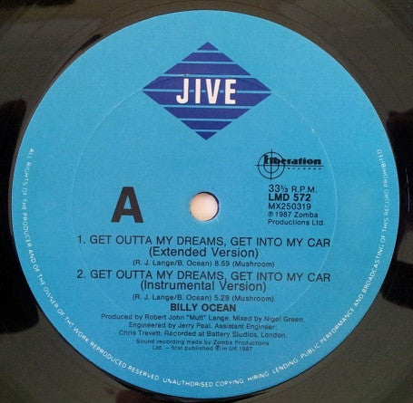 Billy Ocean : Get Outta My Dreams, Get Into My Car (12")