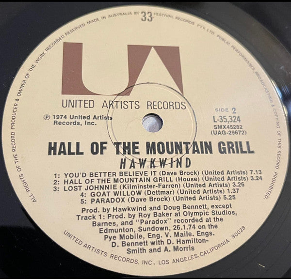 Hawkwind : Hall Of The Mountain Grill (LP, Album, Alt)