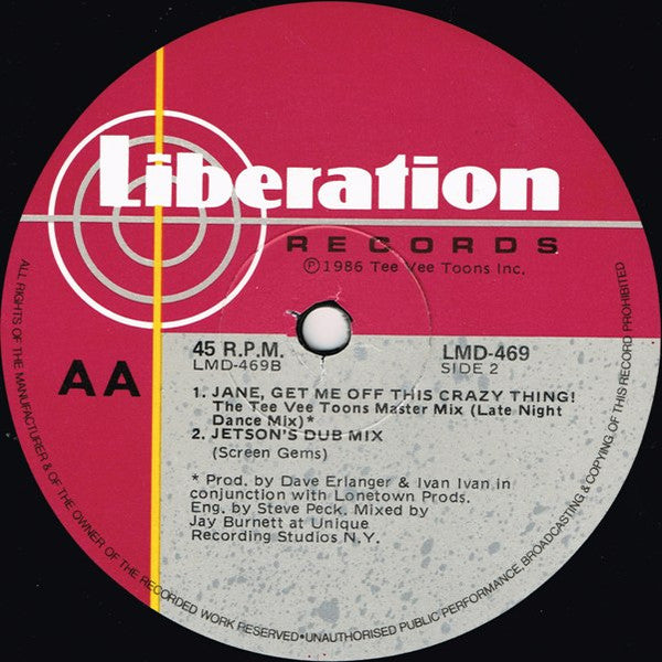 Unknown Artist : The Jetsons Main Title / Jane, Get Me Off This Crazy Thing! (12", Maxi)