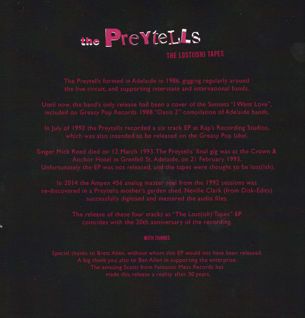 The Preytells (2) : The Lost[ish] Tapes (7", EP, Ltd, Num, Pin)