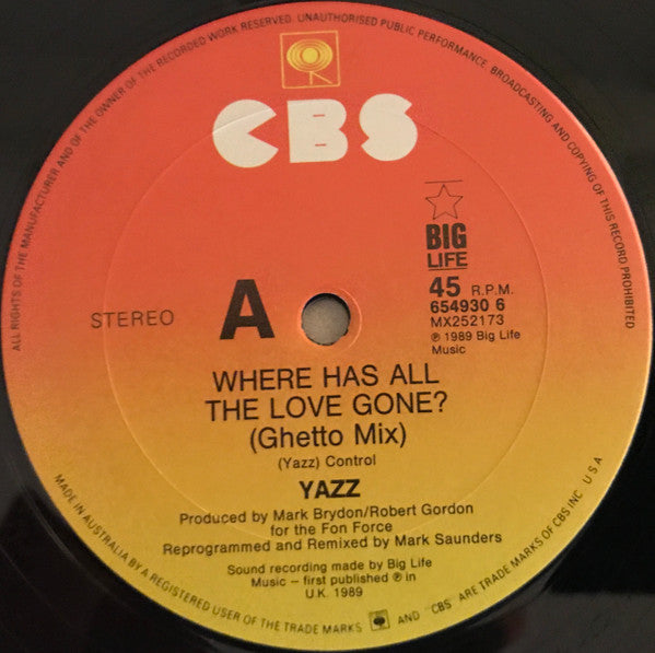 Yazz : Where Has All The Love Gone? (12")