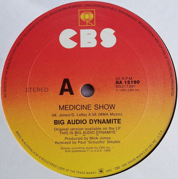 Big Audio Dynamite : Medicine Show (12&quot;)