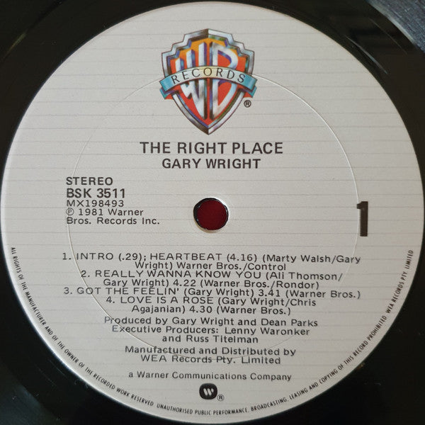 Gary Wright : The Right Place (LP, Album)