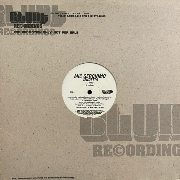 Mic Geronimo : Vendetta (12", Promo)
