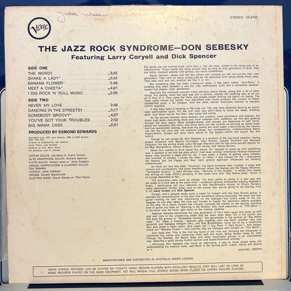 Don Sebesky & The Jazz Rock Syndrome : Don Sebesky & The Jazz Rock Syndrome (LP, Album)