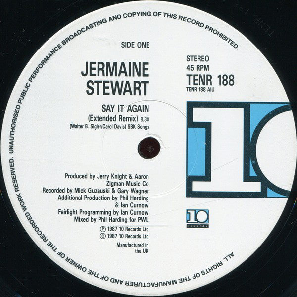 Jermaine Stewart : Say It Again (12")