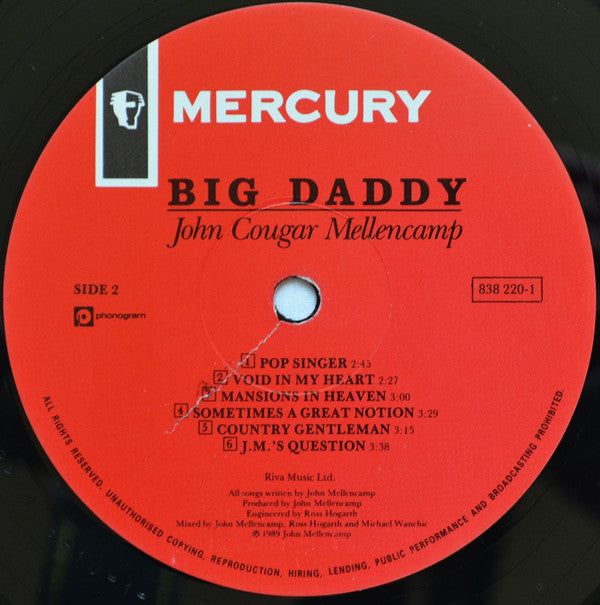 John Cougar Mellencamp : Big Daddy (LP, Album)