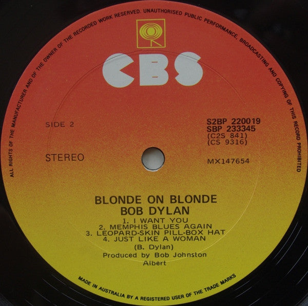 Bob Dylan : Blonde On Blonde (2xLP, Album, RE)