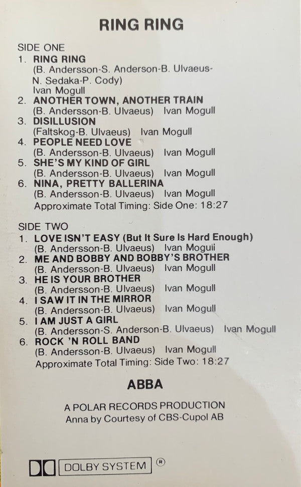 ABBA : Ring Ring (Cass, Album)