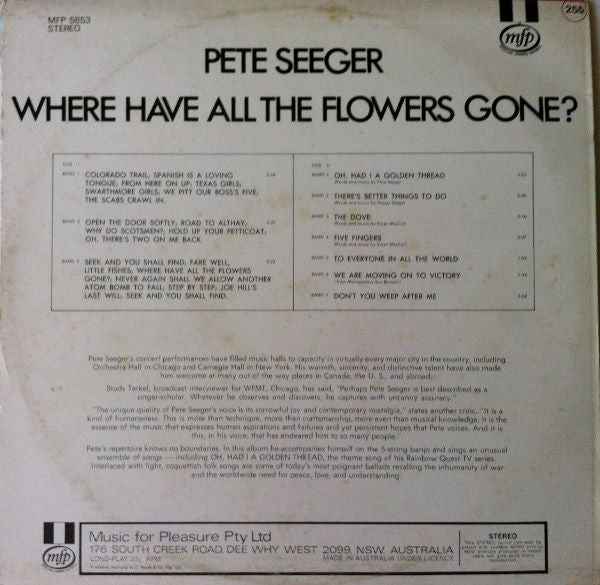 Pete Seeger : Where Have All The Flowers Gone? (LP)